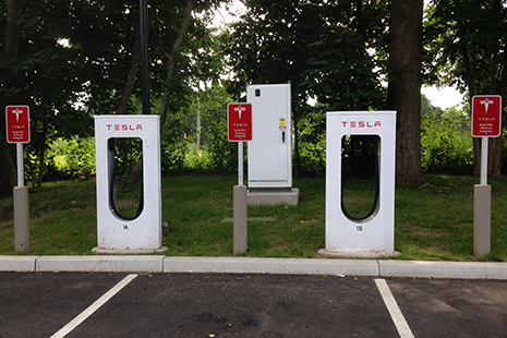 Tesla electric vehicle charging point